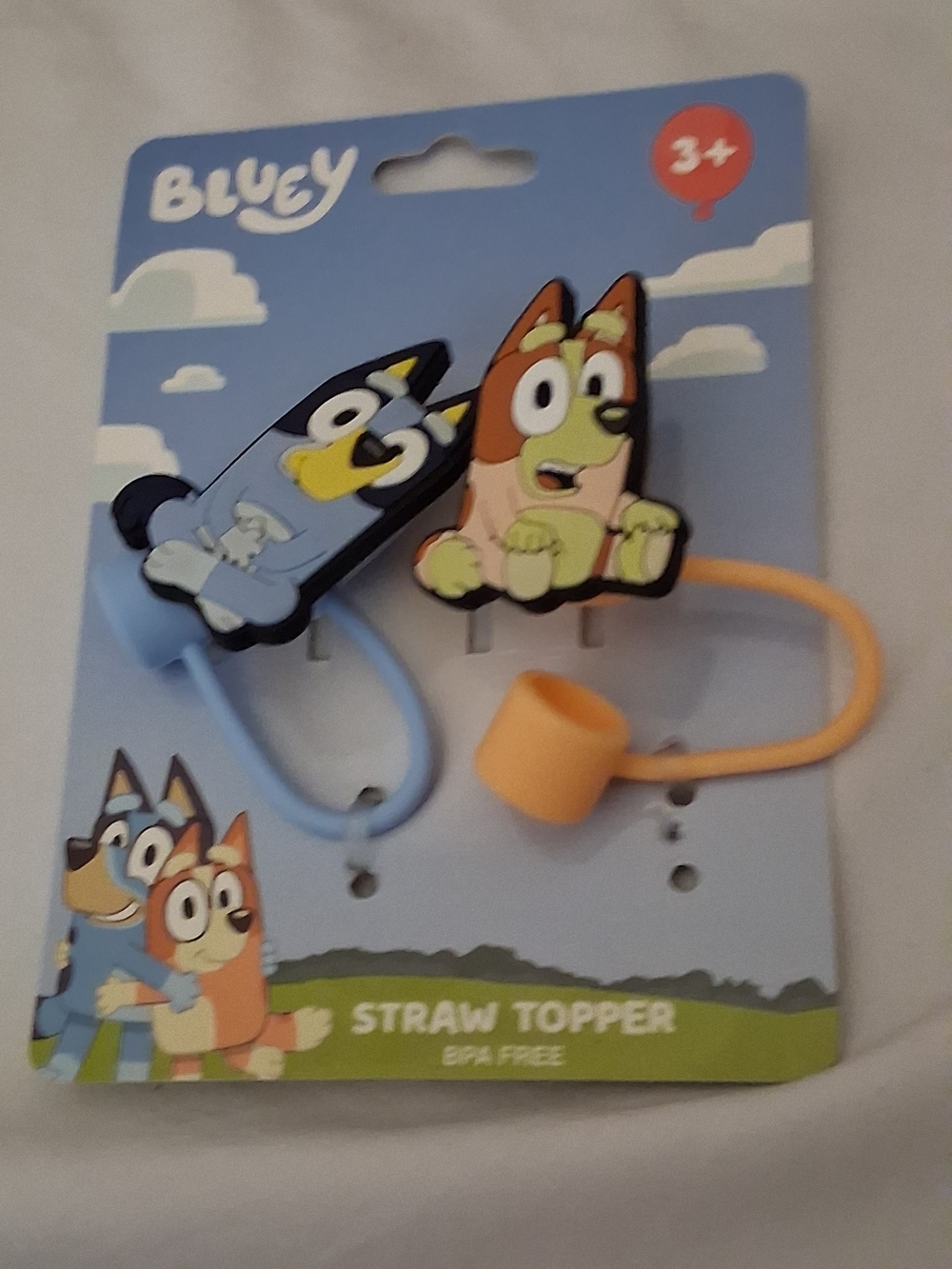 Bluey Kids Straw Toppers - Blue and Orange
